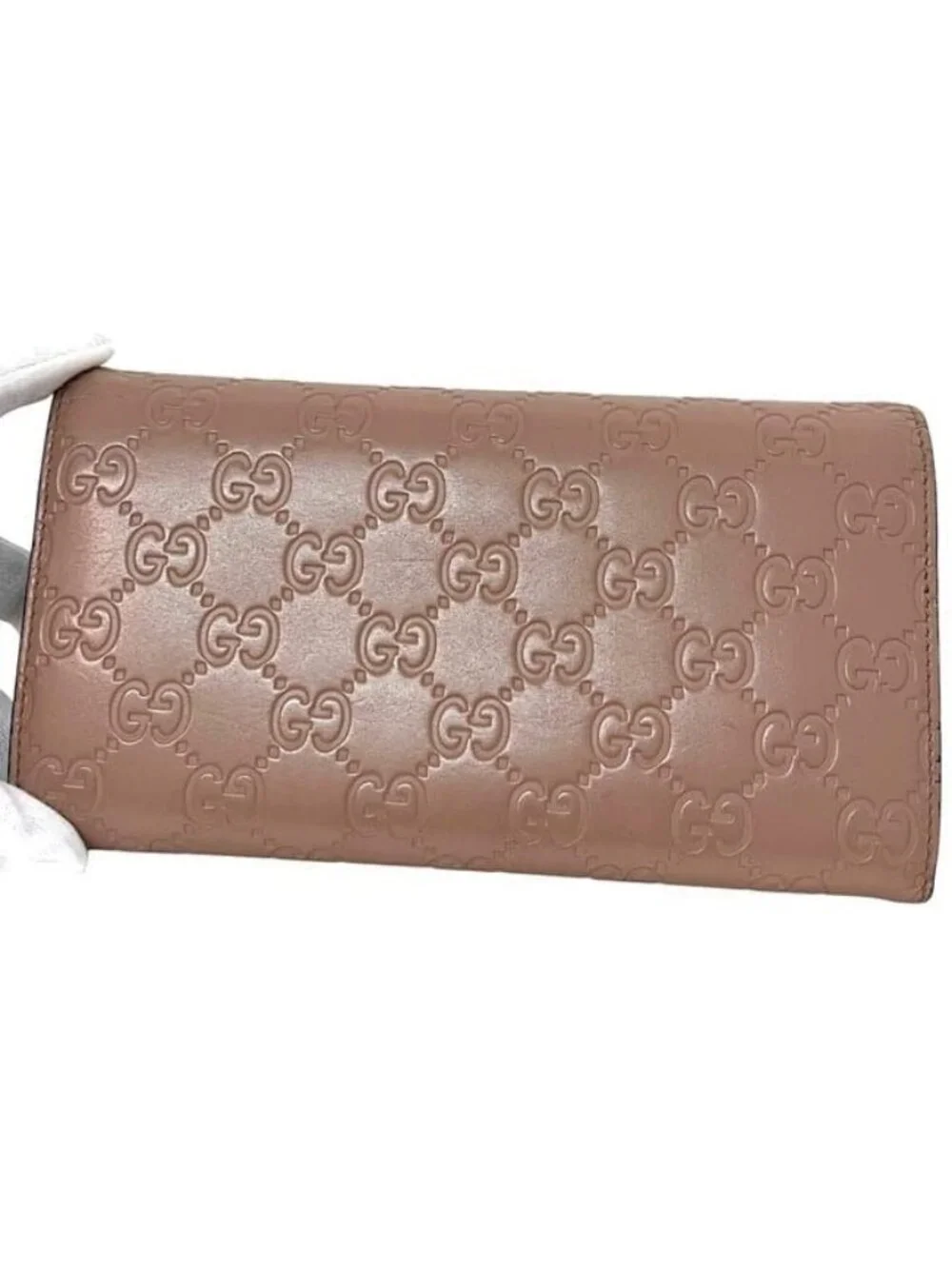 Gucci Bifold Long Wallet Pink Beige Striped Leather - Picture 13 of 13